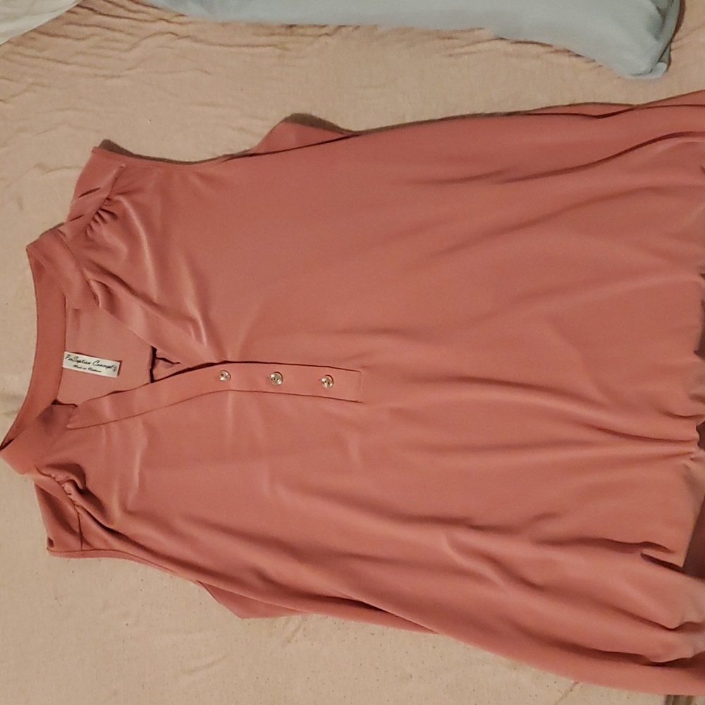 Coral v neck blouse